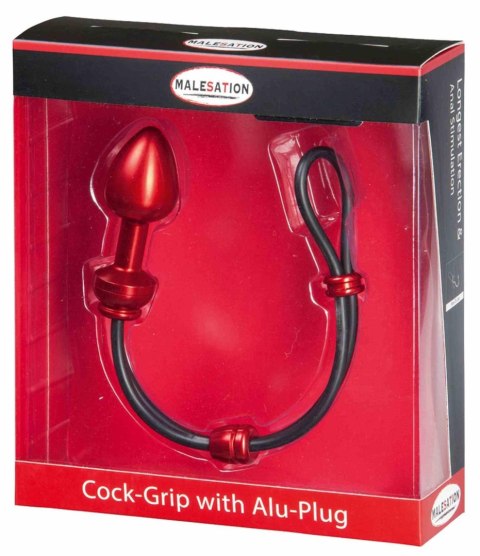 MALESATION Cock-Grip with Alu-Plug medium, red Malesation