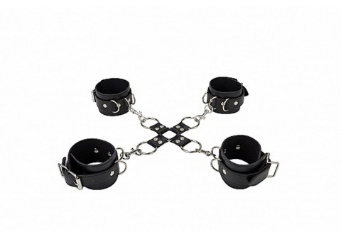 Kajdanki Leather Hand And Legcuffs - Black Ouch!