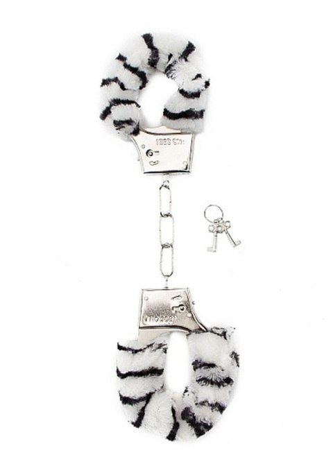 Kajdanki erotyczne z futerkiem bdsm bondage zebra ShotsToys