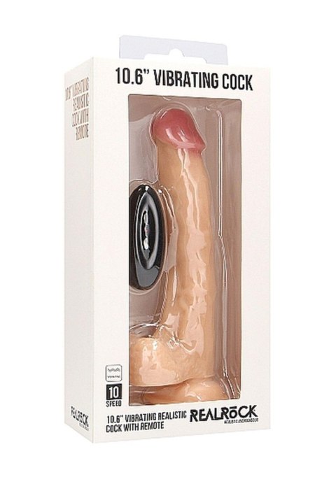 Vibrating Realistic Cock - 10" - With Scrotum - Skin RealRock