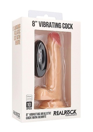 Vibrating Realistic Cock - 8" - With Scrotum - Skin RealRock