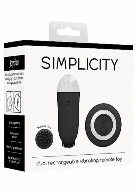 Jayden - Dual Rechargeable Vibrating Remote Toy - Black Simplicity