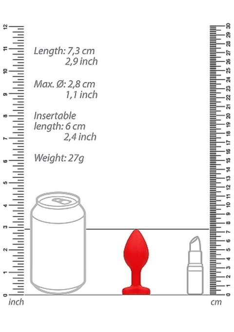 Silikonowy korek analny czerwony z diamentem 7,5cm Ouch!