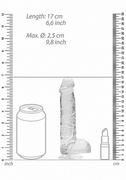 Mały przezroczysty penis dildo z przyssawką 17 cm RealRock