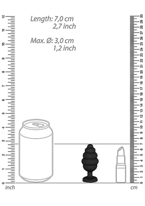 Prążkowany korek analny zatyczka plug czarny 7 cm Ouch!