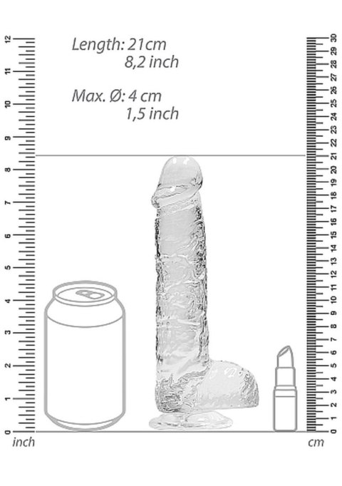 Przezroczyste dildo gumowe z prostym trzonem 21cm RealRock