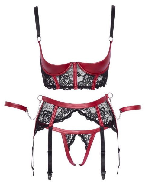 Shelf Bra Set black/red M Cottelli BONDAGE