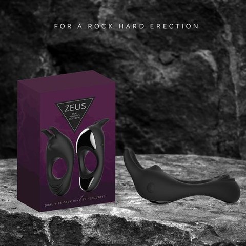 FeelzToys - Zeus Dual Vibe Cockring Zwart FeelzToys