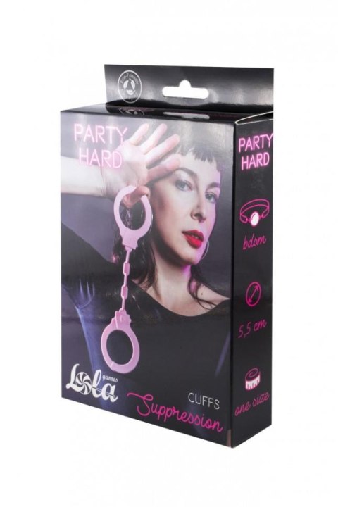 Kajdanki-Silicone Handcuffs Party Hard Suppression Pink Lola Games