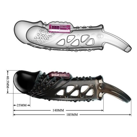 Nakładka powiększająca penisa z wibracjami pogrubi Pretty Love