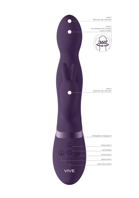 Wibrator królik - 360degrees Rabbit - Purple ShotsToys