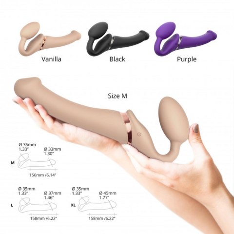 Jasne dildo z podwójną stymulacją i wibracjami Strap-on-me