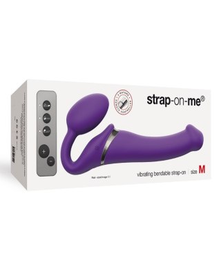 Wodoodporny wibrujący strap-on silikonowy fiolet Strap-on-me