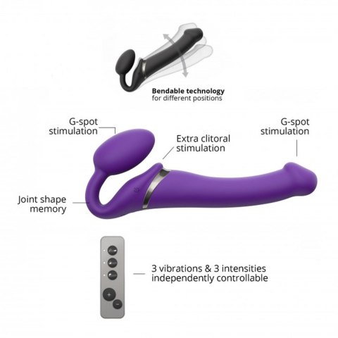 Wodoodporny wibrujący strap-on silikonowy fiolet Strap-on-me