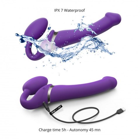 Wodoodporny wibrujący strap-on silikonowy fiolet Strap-on-me