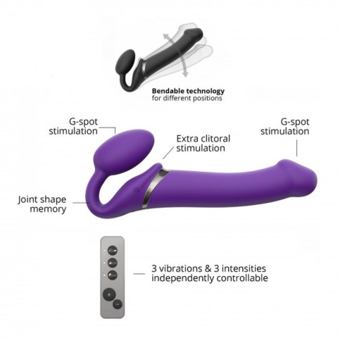 Wodoodporny wibrujący strap-on silikonowy fiolet Strap-on-me