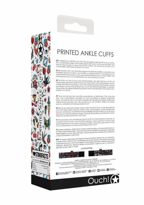 Printed Ankle Cuffs - Old School Tattoo Style - Black Ouch!