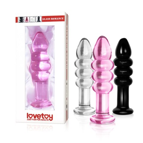 Biały szklany korek analny z 3 pierścieniami 14cm Lovetoy