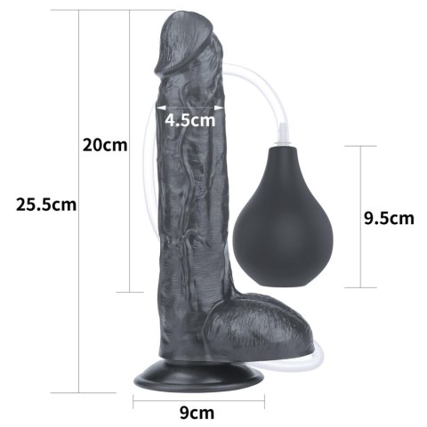 Żylasty czarny penis z przyssawka wytryskiem 20 cm Lovetoy