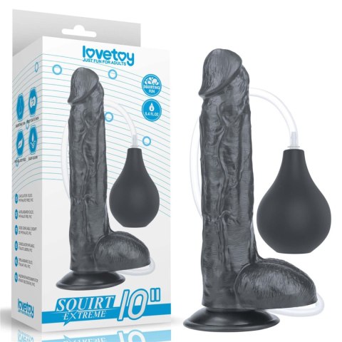 Żylasty czarny penis z przyssawka wytryskiem 20 cm Lovetoy