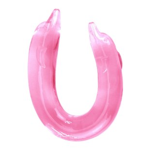 Podwójne różowe dildo z końcówką delfina 30,5 cm BAILE