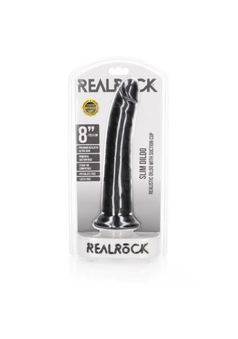 Czarne silikonowe dildo z mocną przyssawką 22,5 cm RealRock