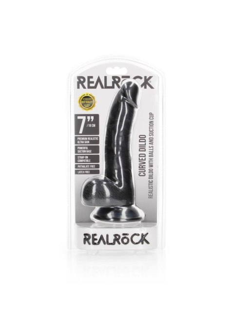 Czarne silikonowe dildo zakrzywione przyssawka 20 RealRock