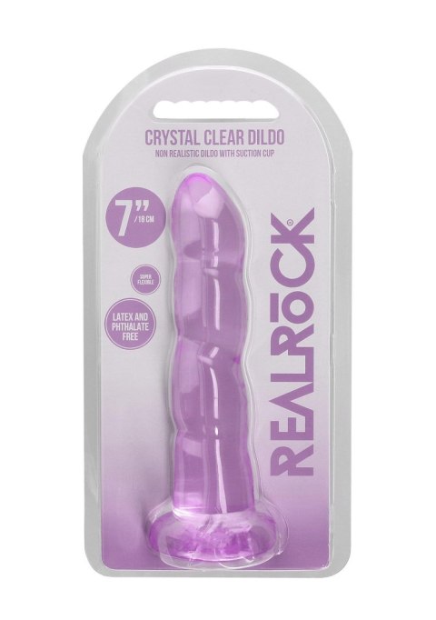 Dildo fioletowe spiralne z mocną przyssawką 18 cm RealRock