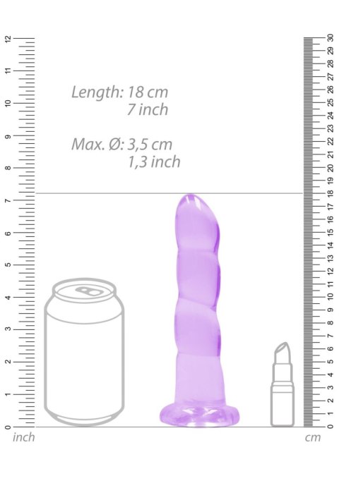 Dildo fioletowe spiralne z mocną przyssawką 18 cm RealRock