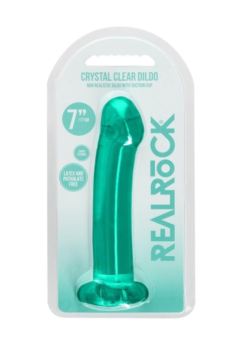 Dildo gładkie zielone z mocną przyssawką 17 cm RealRock