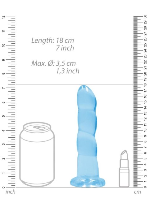 Dildo niebieskie spiralne z mocną przyssawką 18 cm RealRock