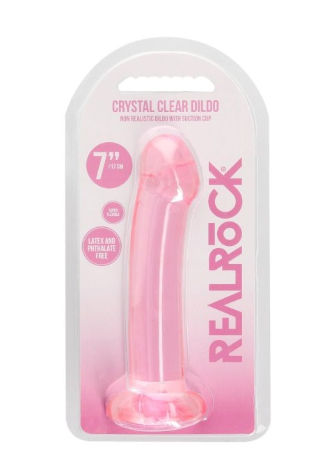 Dildo różowe gładkie z mocną przyssawką 18 cm RealRock