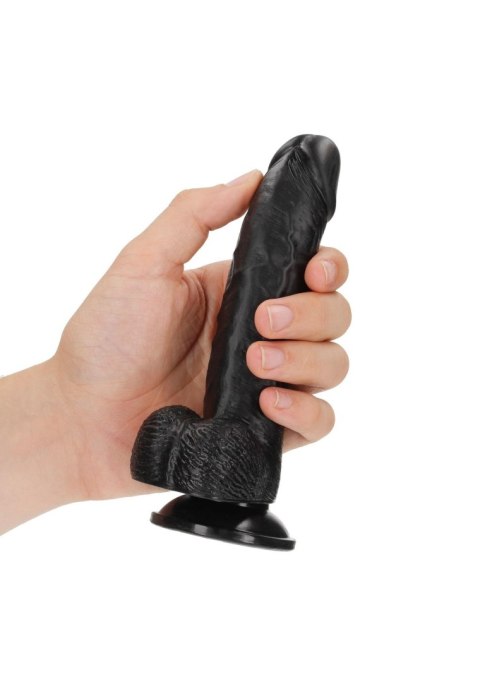 Silikonowe żylaste czarne dildo przyssawka 23 cm RealRock