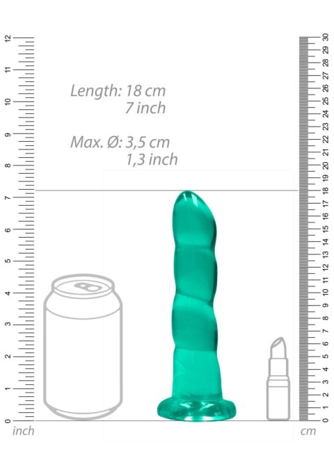 Spiralne zielone dildo gumowe z przyssawką 17 cm RealRock