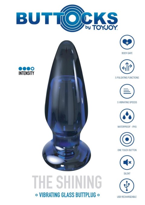 Szklany wibrujący korek analny sex buttplug 11cm TOYJOY