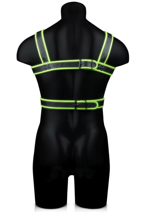 Body Harness - Glow in the Dark - Neon Green/Black - S/M Ouch!