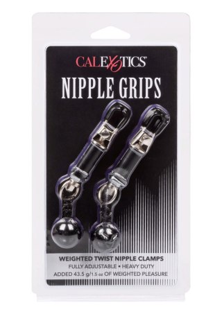 Weighted Twist Nipple Clamps Silver CalExotics