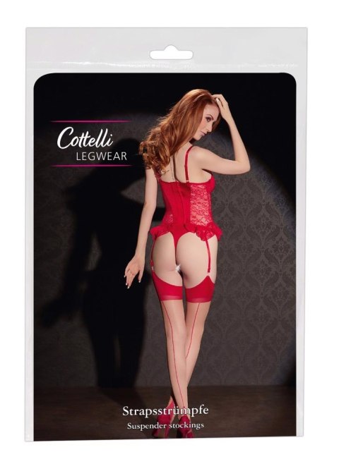 Stockings skin/red 2 Cottelli LEGWEAR