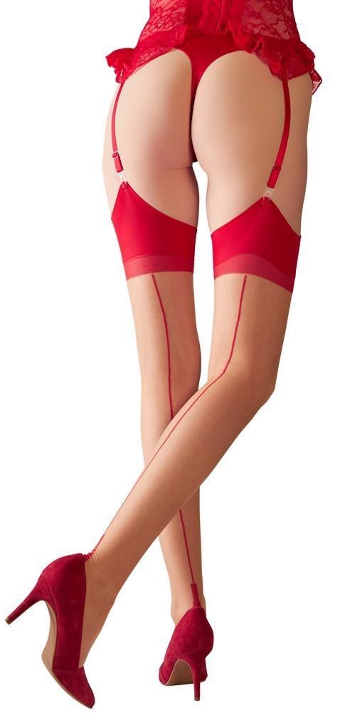 Stockings skin/red 2 Cottelli LEGWEAR