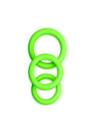 3 pcs Cock Ring Set - Glow in the Dark - Neon Green Ouch!