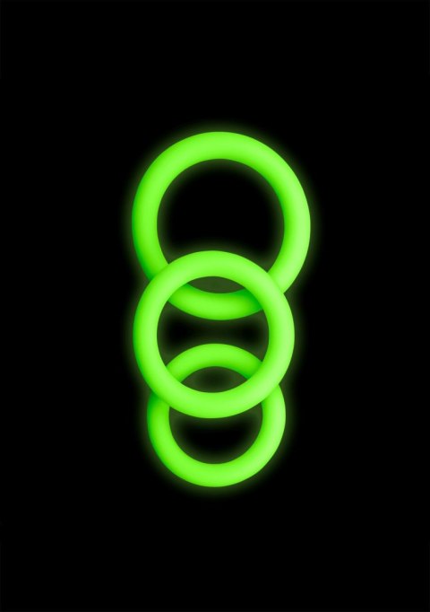 3 pcs Cock Ring Set - Glow in the Dark - Neon Green Ouch!