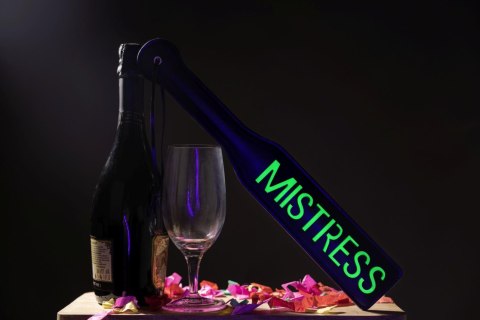 'Mistress'' Paddle - Glow in the Dark - Black/Neon Green Ouch!