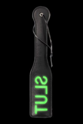 'Slut'' Paddle - Glow in the Dark - Black/Neon Green Ouch!