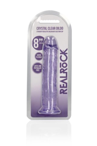 Żelowe fioletowe dildo z przyssawką waginalne i analne 22 cm RealRock