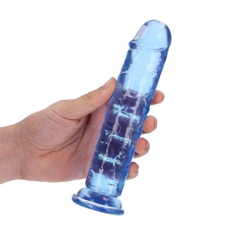 Żelowe niebieskie dildo z przyssawką waginalne i analne 20 cm RealRock