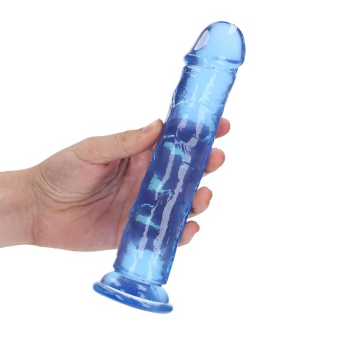 Żelowe niebieskie dildo z przyssawką waginalne i analne 22 cm RealRock