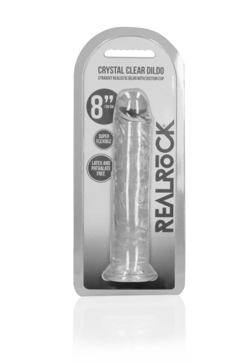 Żelowe przezroczyste dildo z przyssawką waginalne i analne 22 cm RealRock