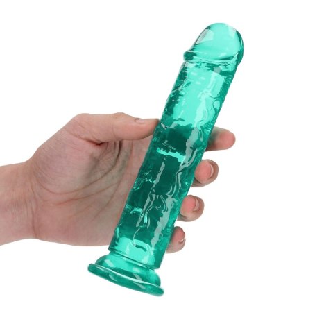 Żelowe zielone dildo z przyssawką waginalne i analne 20 cm RealRock