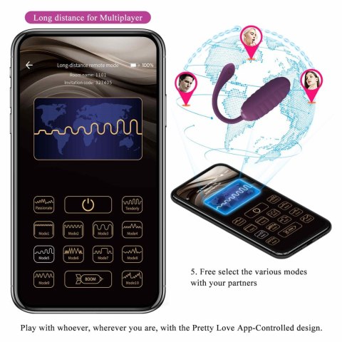 PRETTY LOVE - CASPER Purple 12 vibration functions Mobile APP remote control Pretty Love