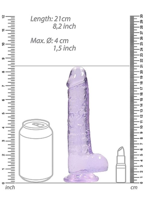 Duże fioletowe dildo z przyssawką i jądrami 21cm RealRock